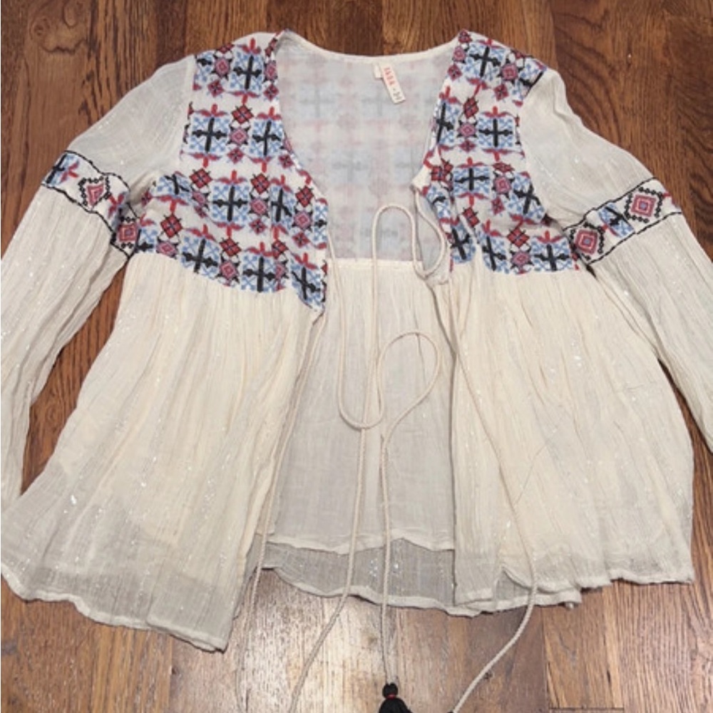 RAGA boho tie shirt with sparkles